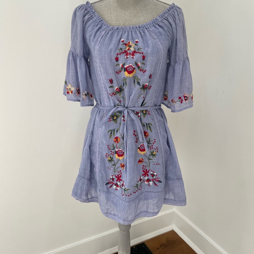 Embroidered periwinkle/blue dress